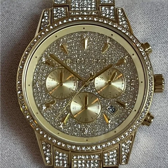 Michael Kors Ritz Pave Gold-tone watch 37mm Bryant Pavé Gold-Tone Watch in GOLD - Sale | Michael Kors [US] main image 3